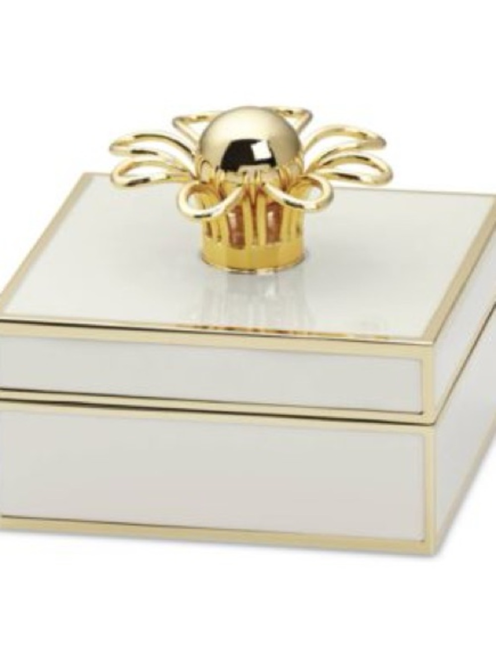 kate spade Cream Jewelry Box with Gold Floral Knob